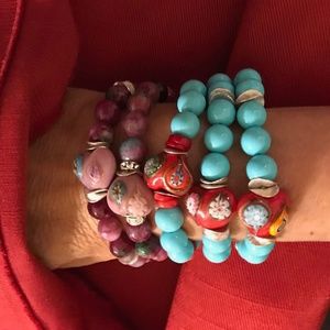 Hand Made Beaded Bracelets W/Lava Rock